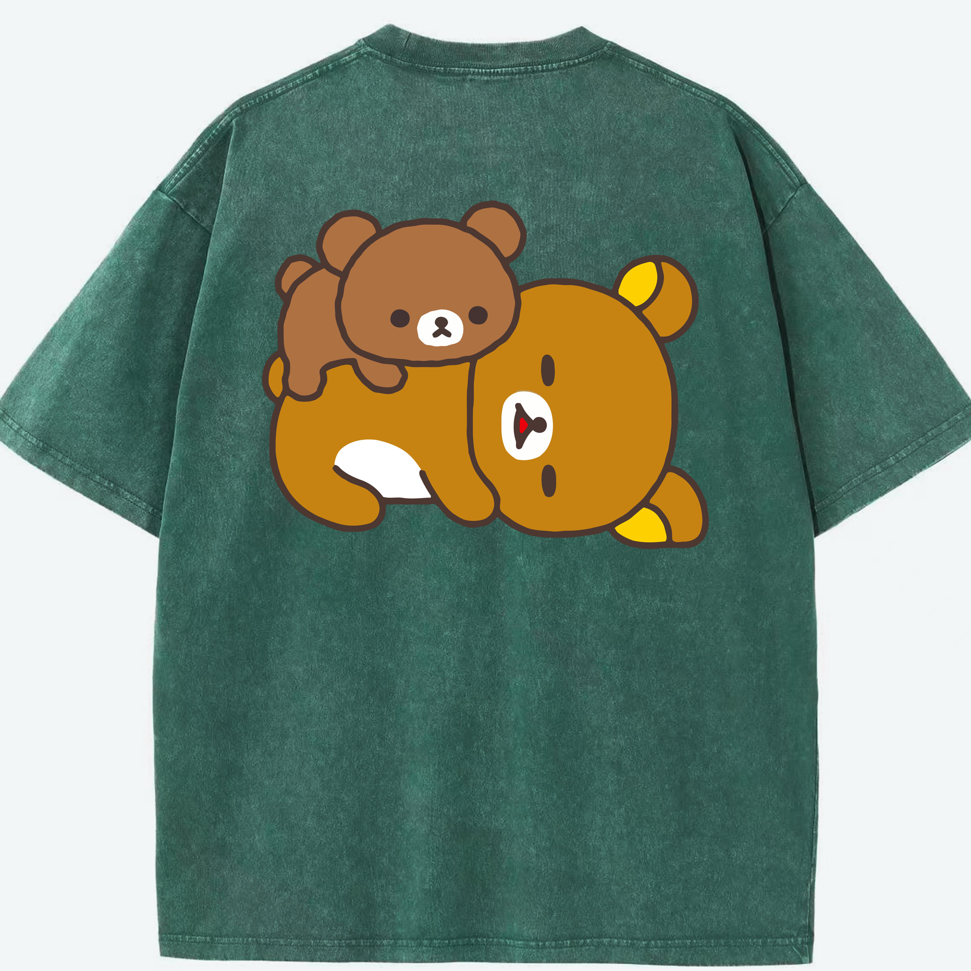 （画像用） リラックマ リラックマ キイロイトリ Rilakkuma Korilakkuma Kiiroitori 綿100% ヴィンテージ風 半袖Tシャツ（背面プリント）